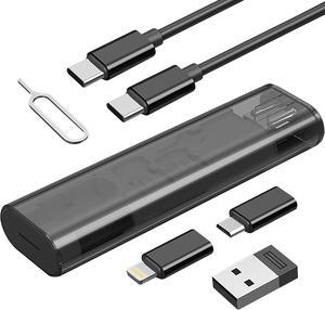 Travel USB Adapter Multi Charging Cable Kit for All USB Types | Slim Charger Cable Organizer Case | 6 in 1 Adapter for Type C Lightning & USB Connections w/Storage Case | Tech Gift (1 Pack)