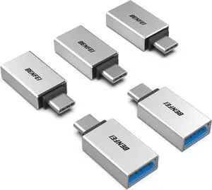 USB C to USB 3.0 Adapter 5 Pack USBC to USB Adapter Compatible with MacBook 2018 2017 2016 Samsung Galaxy Note 8 Galaxy S8 S8+S9 Google Pixel Nexus Silver