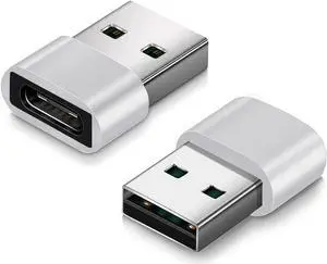 USB C to USB [2-Pack] Adapters for USB USB C Charger Plug USB Plug USB C to USB A Type C Plug Adaptor for OTG Laptop SD Card Reader Headphones Socket Wall Power Port Apple iPhone Samsung Charger Cable
