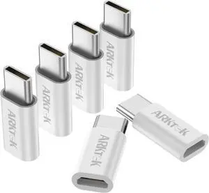 6 Pack USB-C Male Micro USB Female Adapter Type C Adapter Fast Data Transfer & Charging Universal Compatible for iPhone 16 15 Pro/16 15 Plus for AirPods 4 Galaxy S24/Note 20 Pixel 9 (White)