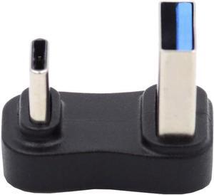 USB3.0 Type A Male to USB 3.1 Type C Male Data 10Gbps Up Opposite U Shape Back Angled Charge Adapter 90 Degree for Laptop Phone