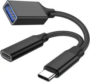USB C OTG Phone Adapter USB C 2.0 Charging-Port with 10WPD Adapter Fit for Cellphone Laptop 13cm Black