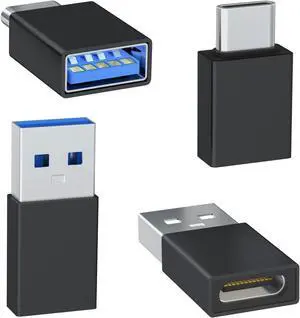 USB C to USB Adapter 4-Pack [2 Type C Female to A Male Charger Converters] & [2 USB C Male to USB Female] for Apple Watch Ultra 8 9 iPhone 15 Pro Max 14 13 12 AirPods-Black