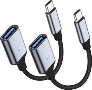 USB C to USB 3.0 Adapter [2 Pack] Type C Male to USB Female OTG Cable Thunderbolt3 to USB Adapter Compatible for iPhone 16 Pro Max/16 Plus/16/15 iPad MacBook Pro/Air Samsung Galaxy S24/S23/S22/S21