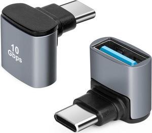 90 Degree USB C to USB 3.1 OTG Adapter (2 Pack) Right Angled USBC Type C Male to USB Female Adapter 10G Data Transfer for Smartphone Tablet Laptop