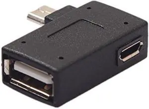 2-in-1 Powered Left Angle USB 2.0 Micro Male to USB Female Host OTG Adapter for  FirestickPlaystation ClassicSNES Mini NES/SNES Classic Chromecast and More Smartphone or Tablet