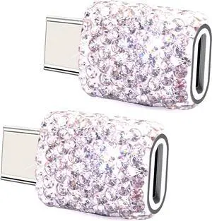 USB C to Micro USB Female Adapter (2 Pack) USB Type C Adapter Converter Android Cable Connector Bling OTG Adapter Support Charge & Sync