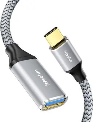 USB C to USB 3.0 Adapter Cable 3.3ft USB C Male to USB Female OTG Cable 5Gbps for MacBook Pro/Air iPhone 15 Plus 15 Pro Max and Galaxy S23 S22 Pixel USB-C Laptop Tablet Grey