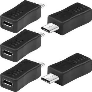 Micro USB to USB C Adapter Micro-USB Female to Type-C Male Connection Converter Support Charging and Data Transfer Suitable for Mobile Phone Camera Laptop Car Recorder 5Pcs
