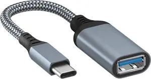 USB-C to USB Female OTG Adapter  Type-C to USB 3.0 5 Gbps Data Transfer  USB-C Male to USB Adapter for iPhone 16 15 iPad MacBook Pro/Air Samsung Galaxy S24 / S23 / S22 / S21 etc. - Grey