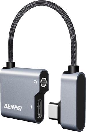 USB C to Audio Jack Adapter with 60W Fast Charging USB-C to 3.5mm Female Headphone Compatible with iPhone 15 Pro Max/15 Pro/15 Samsung Galaxy S24/S23/S22/S21 Ultra iPad Pro Pixel 8 Grey