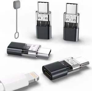 4 Pack Lightning to USB C Adapter for iPhone 15/16 Pro/16 Pro Max/Plus Samsung S24 S23 iPad Air Nintendo Switch Fast Charging&Data Transfer Type C Charger Connector Cable for iPhone 15 Charger (Black)