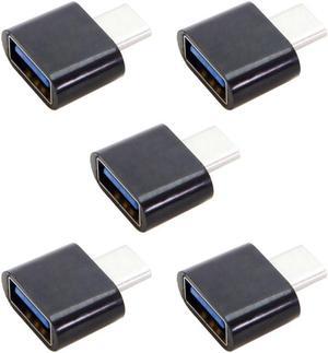 5 Pack USB to USB C OTG Adapter USB C Male to USB 2.0 Female Converter Adapter Black