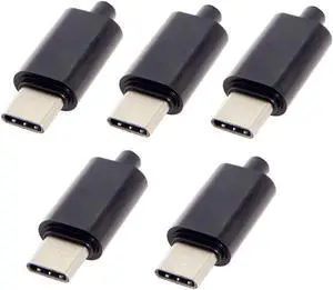 Cablecc 5pcs/lot DIY 24pin USB Type C USB-C Male OTG Host Type 5.1k Resistor with Black Housing Cover