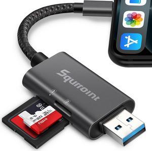 SD Card Reader for iPhone/iPad Trail Camera SD Viewer Reader Adapter USB Memory Micro SD Card Reader for iPhone Mac PC Desktop SD Card Adapter Reader Plug and Play No App Required