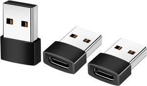 USB C to USB Adapter 3 Pack USB C Female to USB A Male Adapter USB Type C Female to USB OTG Connector Compatible with MacBook Pro iPhone Laptops Power Banks Galaxy Black