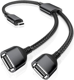 USB-C OTG Splitter Y Cable Type C to Dual USB 2.0 Adapter C Male to Double Female Converter Split Cord for MacBook 2022 iPad 10 Air 5 Mini 6 Samsung Galaxy Note 10 20 S20 S21 S22 S23 Ultra Plus