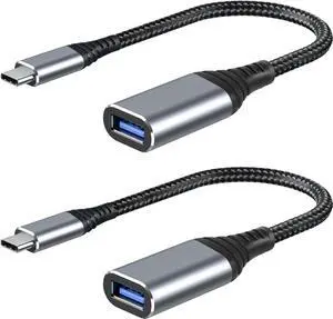 USB C to USB Adapter 2 Pack Type C Male to USB 3.1 Female OTG Cable Converter 5 Gbps High Speed USB Adapter Compatible with MacBook Air Pro Samsung Galaxy Grey