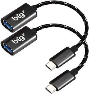 USB C to USB 3.0 A Female (2 Pack) OTG Adapter Compatible with Your Samsung Galaxy Tab S7 S7+ S6 Lite S5e Plus for Full USB Braided Thunderbolt 3 On The Go Cable Connector(Gray)