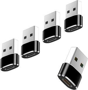 USB C to USB A Charger Converter Adapter for iPhone 16/15/Pro/Pro Max/Plus/14/13/12 XS/XR/X Apple Watch Series iPad Samsung - Universal Compatibility (Black)