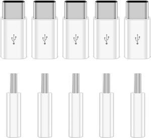 10 Pack Micro USB to USB C Adapter USB Type C Adapter Convert Connector Compatible with all USB-C Phone Tablet Laptop PC (White)