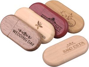 Custom Personalized USB Flash Drive 25Pack 512MB Wooden USB 2.0 Thumb Drive Photo/Video/Music Storaged for Photography/Company Giveaways/Graduation - Customize Print Your Text or Logo