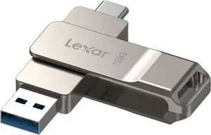 D40E 128GB Dual Drive USB 3.2 Gen 1 Type-C? Jump Drive USB-C Flash Drive Metal Housing Swivel Design Thumb Drive (LJDD40E128G-BNSNG)