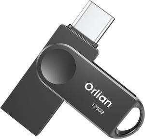 128GB USB C Flash Drive Dual Drive USB 3.0 and Type C Thumb Drive Up to 110MB/s Read Metal Waterproof Swivel Design Portable for PC Laptop Tablet Android Smartphone iPhone 15 and More Black