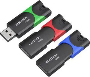 128GB Flash Drive 3 Pack USB Flash Drives Multicolor USB Drive Retractable Thumb Drive USB 2.0 Flash Drive Zip Drives High Speed Jump Drives with LED Indicator - 3Pack (Red Green Blue)