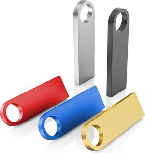 5 Pack 1GB USB Flash Drive with Keychains Sleek Metal USB 2.0 Thumb Drives Memory Stick for PC Laptop Computer