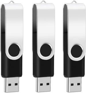 3PCS 1GB USB Flash Drive USB 2.0 Drive Swivel USB Stick Memory Stick Metal Pen Drive (Black)