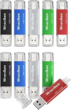 USB C Flash Drive 32GB 10 Pack Type-C Flash Drive + USB 2.0 Thumb Drive OTG USB Drive Compatible with iPhone 15/Android Smartphone/Tablets/Computers