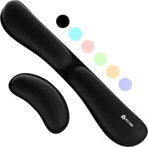 Mouse & Keyboard Wrist Rest Set - Silky Gel Memory Foam - Ergonomic Wrist Rest for Computer Keyboard Wrist Pad for Keyboard + Wrist Rest for Mouse - for Gaming and Office - Pain Relief - Black