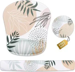 Haocoo Keyboard Wrist Rest Ergonomic Mouse Pad with Wrist Rest Gel Wrist Rest for Computer Keyboard and Mouse Pad Non-Slip Mouse Pad Wrist Support for Gaming Office Boho Tropical Leaves