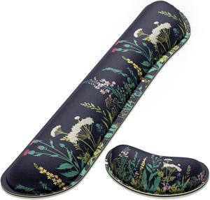 Keyboard Wrist Rest Ergonomic Keyboard Mouse Wrist Support for Typing Pain Relief Wrist Rest for Computer Keyboard with Slip Resistant PU Base Cute Wrist Rest for Office Gaming Computer(Black)