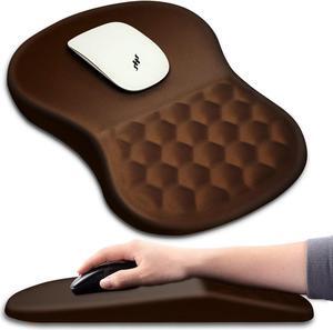 Ergonomic Mouse Pad Wrist Support with Massage Design Wrist Rest Pain Relief Mousepad with Memory Foam&Non-Slip PU Base Mouse Pads for Wireless Mouse & Desk (12x8 inch Brown)