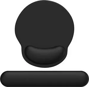 Mouse Pad Wrist Support Ergonomic Memory Foam Keyboard Wrist Pad & Gel Wrist Rest Set for Computer Keyboard for Easy Typing & Pain Relief for Office & Home(Black Set)