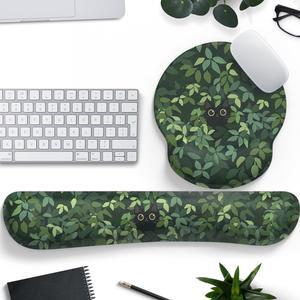 Cute Ergonomic Green Mouse Pad Cat Wrist Support [ 20% Larger] Wrist Rest Gel Anime Kawaii 3D Green Office Plants Mouse Pads Keyboards Silicon Wrist Pad Pain Relief Game Work Study Home Office.
