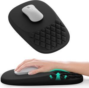 Ergonomic Mouse Pad with Wrist Rest Mousepad Wrist Support with Comfortable Memory Foam Massage Bulge and Non-Slip PU Base for Relief Carpal Tunnel Pain Gaming Office Home (Black)