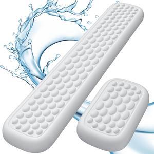 Keyboard Wrist Rest Leather Memory Foam Wrist Rest for Computer Keyboard Mouse Ergonomic Massage Design for Typing Pain Relief Waterproof Desk Pads Support Hand Arm Stain Resistant White