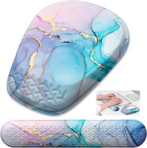Mouse Pad with Wrist Rest Comfortable Keyboard Wrist Rest Memory Foam Wrist Rest for Computer Keyboard Ergonomic Mouse Pad Set for Easy Typing & Pain Relief for Office & Home Blue Pink