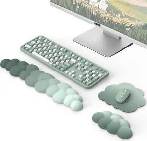 Cloud Wrist Rest Ergonomic Cloud Keyboard Wrist Rest with Mouse Rest Wrist Pad Durable Polyester Cloud Arm Rest Wrist Pad for Keyboard and Mouse for Office Gaming Computer Laptop Green