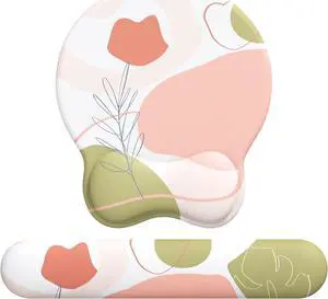 Mouse Pad Wrist Support Ergonomic Memory Foam Keyboard Wrist Pad & Gel Wrist Rest Set for Computer Keyboard for Easy Typing & Pain Relief for Office & Home (Rose Set)