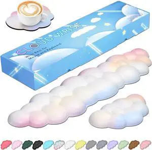 Upgrade Leather Cloud Keyboard Wrist Rest Cloud Wrist Rest with Non-Slip PU Base Comfortable Memory Foam Wrist Rest for Computer Laptop Mac Gaming Office and Pain Relief Christmas Wish Gift