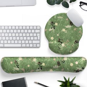 Cute Flower Mouse Pad Wrist Support Ergonomic Green Hide Out Cat Keyboard Mouse Wrist Rest Non-Slip Gel Anime Kawaii 3D Mouse Pads Wrist Pad Easy Typing Pain Relief Comfortable Computer Mouse Pad.