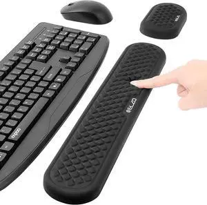 Wrist Rest for Keyboard and Mouse Soft Memory Foam Wrist Support Computer Ergonomic Wrist Support Pad Non-Slip Wrist Rest for Computer Keyboard Made Easy Typing & Relieve Wrist Pain(Black)