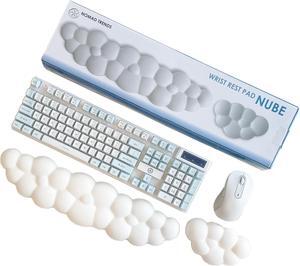 Cloud Keyboard Wrist Rest - Wrist Support for Keyboard - Cloud Wrist Rest Keyboard - Keyboard Rest - Cute Keyboard Wrist Rest - Arm Support - Leather Memory Foam - White
