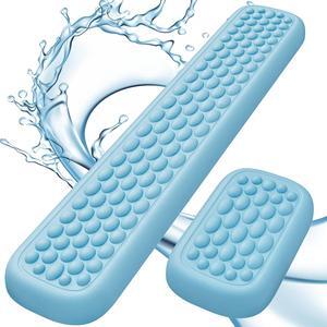 Wrist Rest for Computer Keyboard Leather Memory Foam Keyboard Wrist Rest Massage Design for Typing Pain Relief Comfortable Keyboard Mouse Wrist Support for Office Gaming Computer Blue