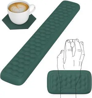 Ergonomic Keyboard Wrist Rest Pad Soft Memory Foam with Wrist Support for Easy Typing and Pain Relief Non-Slip Keyboard Pad for Computer Laptop Home&Office (Dark Green)