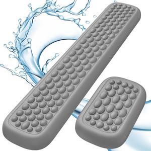 Keyboard Wrist Rest Leather Memory Foam Wrist Rest for Computer Keyboard Mouse Ergonomic Massage Design for Typing Pain Relief Waterproof Desk Pads Support Hand Arm Stain Resistant Gray